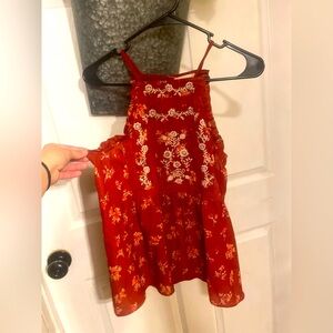 Burgundy Floral Tank Top Medium